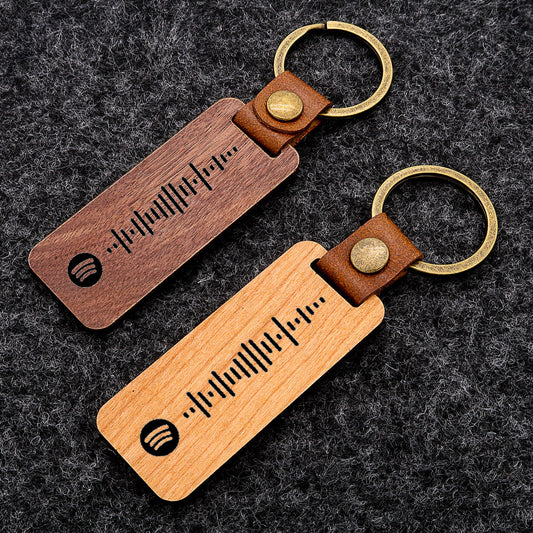 Spotify Houten Sleutelhanger met Spotify Code