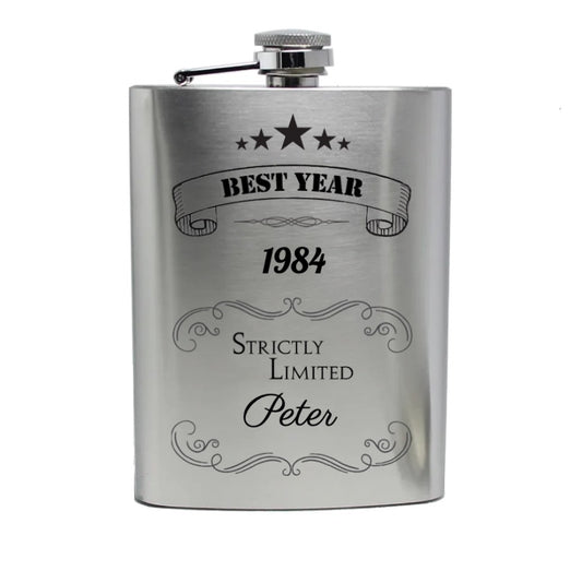 Heupfles met gravure, materiaal roestvrij staal, 200ml