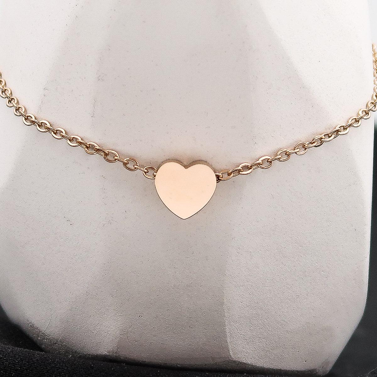 Collier coeur gravé avec personnalisation "Love" gravure des initiales, En acier inoxydable, En or, argent ou rose