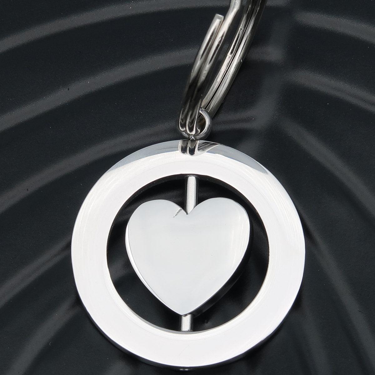 Spinning heart" sleutelhanger met gravure aan beide zijden