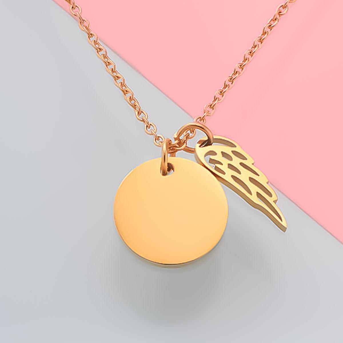 Collier "Feather" avec breloque gravée pour les initiales