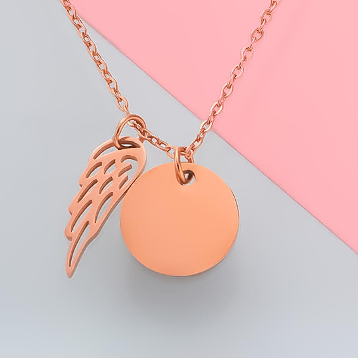 Collier "Feather" avec breloque gravée pour les initiales