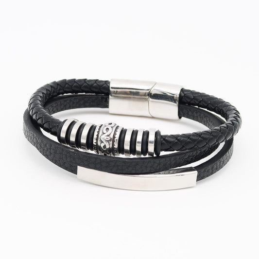 Herrenarmband Leder "Trio Ornament" Gravur inklusive